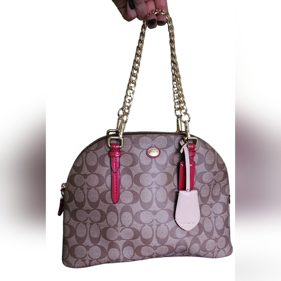 Coach Brown and Red Signature Handbag - Picture 4 of 14